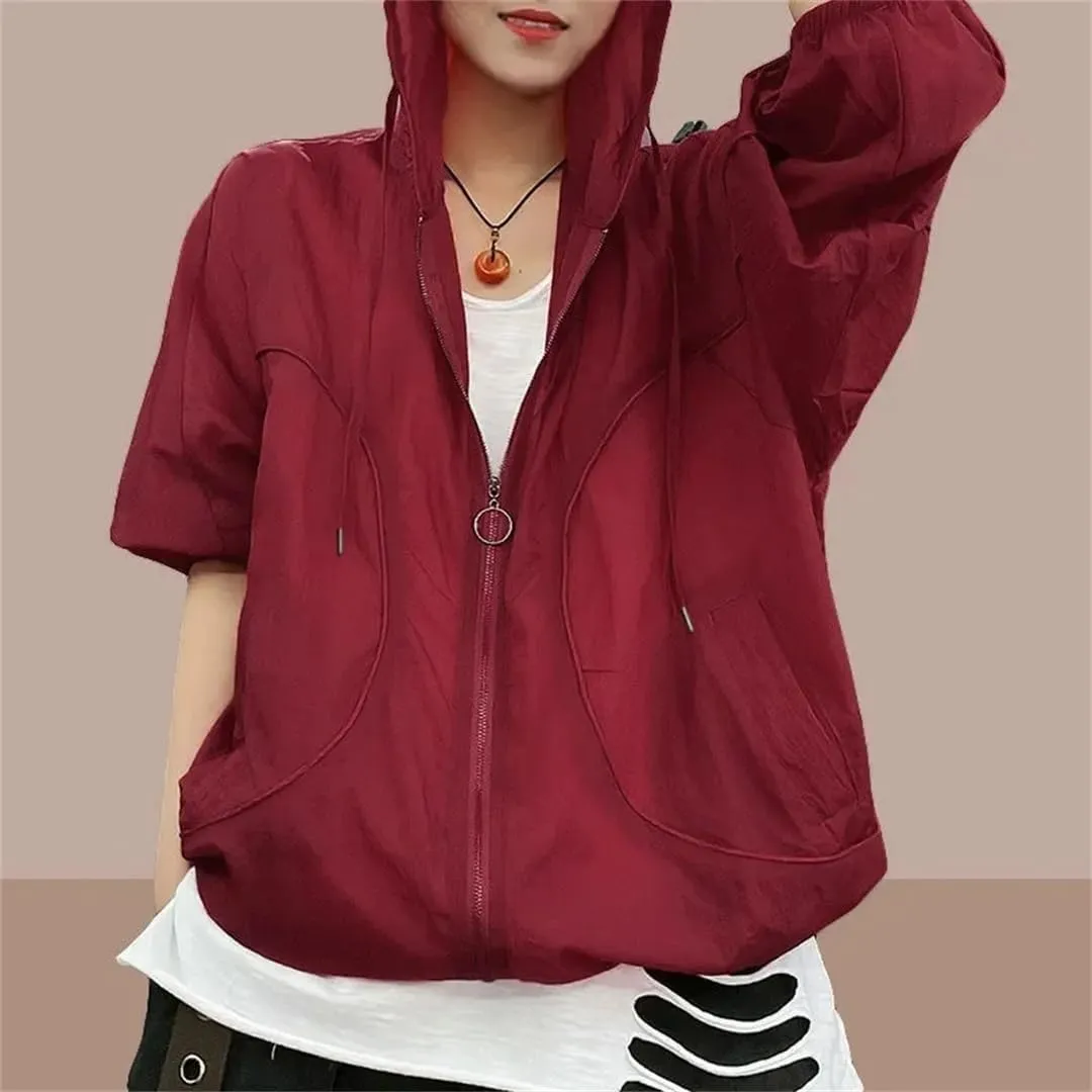 Women's Jacket Beach Thin Sunscreen UV Protection Coat Female Long Sleeve Hooded Jackets Tops