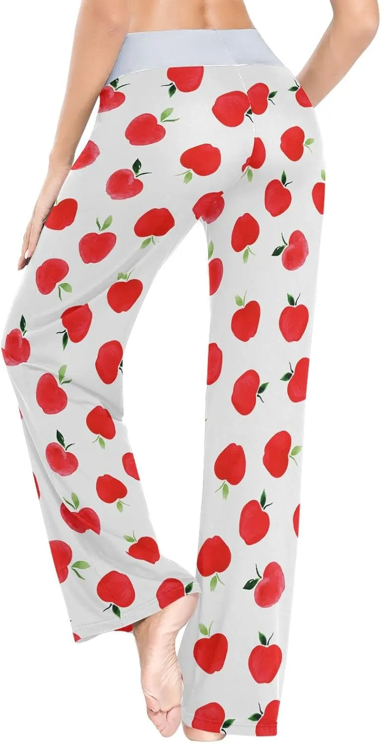 Womens Pajama Pants Soft Sleepwear Drawstring Wide Leg Lounge Long Bottoms XS-XL
