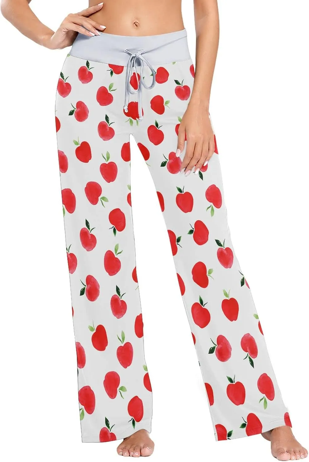 Womens Pajama Pants Soft Sleepwear Drawstring Wide Leg Lounge Long Bottoms XS-XL