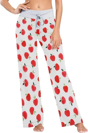 Womens Pajama Pants Soft Sleepwear Drawstring Wide Leg Lounge Long Bottoms XS-XL