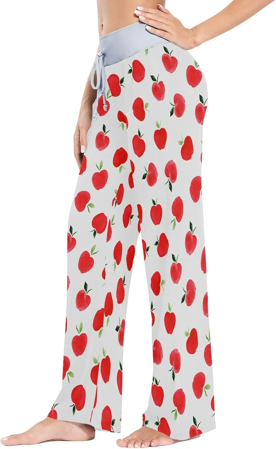 Womens Pajama Pants Soft Sleepwear Drawstring Wide Leg Lounge Long Bottoms XS-XL