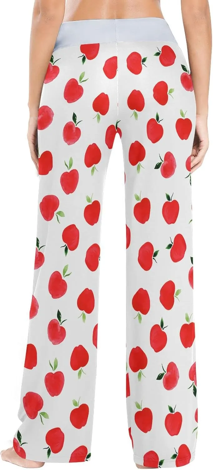 Womens Pajama Pants Soft Sleepwear Drawstring Wide Leg Lounge Long Bottoms XS-XL