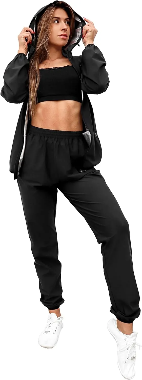 Women's Sauna Suit 2-Piece Comfort Fit Jacket and Pants for Weight Loss (Plus Size Available)