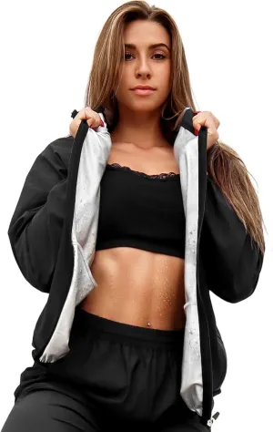 Women's Sauna Suit 2-Piece Comfort Fit Jacket and Pants for Weight Loss (Plus Size Available)