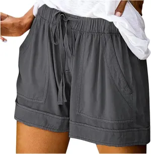 Womens Shorts Casual Summer 2025 Beach Vacation Plus Size Elastic Waist Drawstring with Pockets Comfy Trendy Clothes