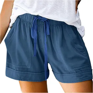 Womens Shorts Casual Summer 2025 Beach Vacation Plus Size Elastic Waist Drawstring with Pockets Comfy Trendy Clothes