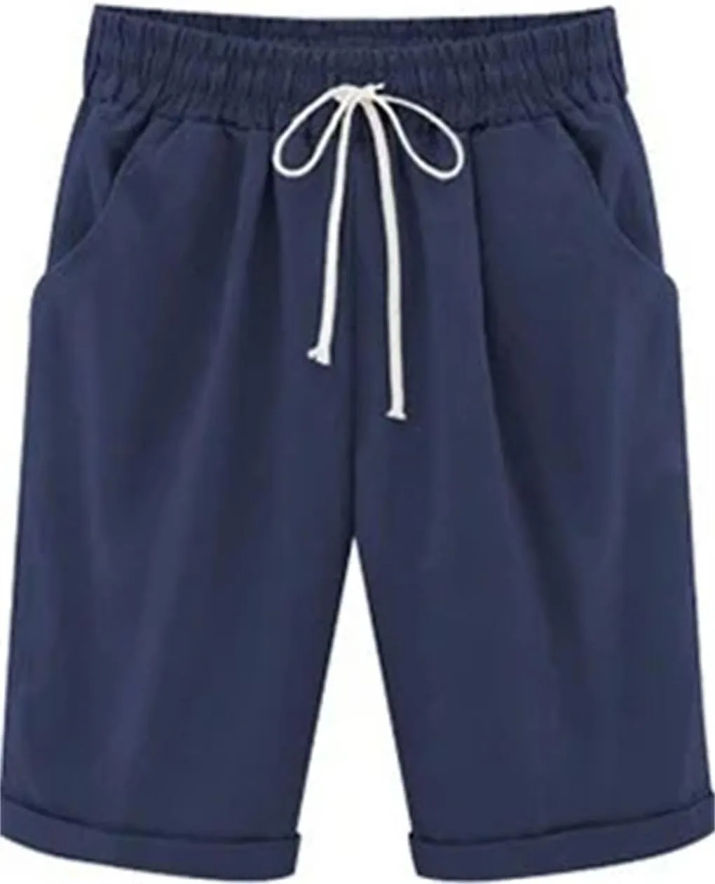 Women's Solid Color High Waist Shorts Women Drawstring Casual Loose Beach Shorts