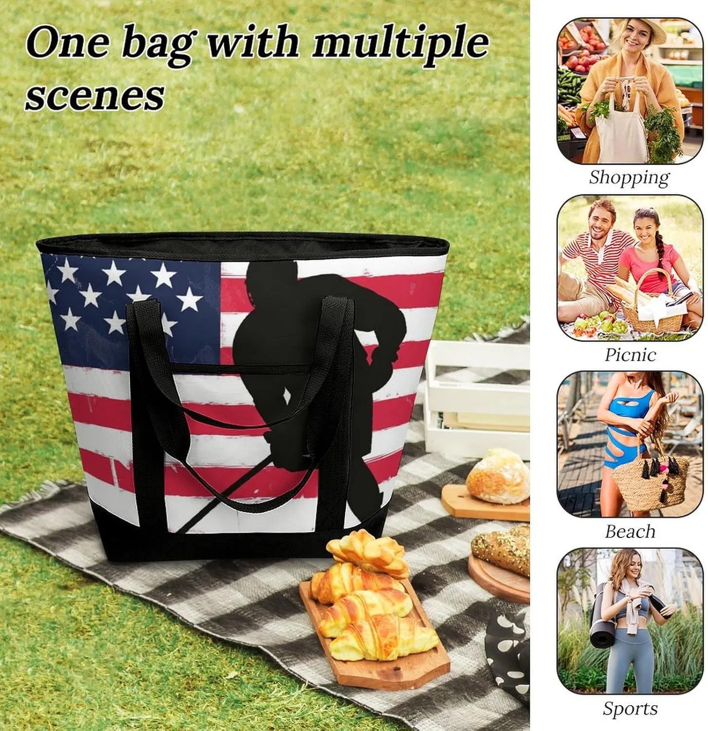 Women's Spacious Thermal Shoulder Bag Stylish Insulated Shopping Tote