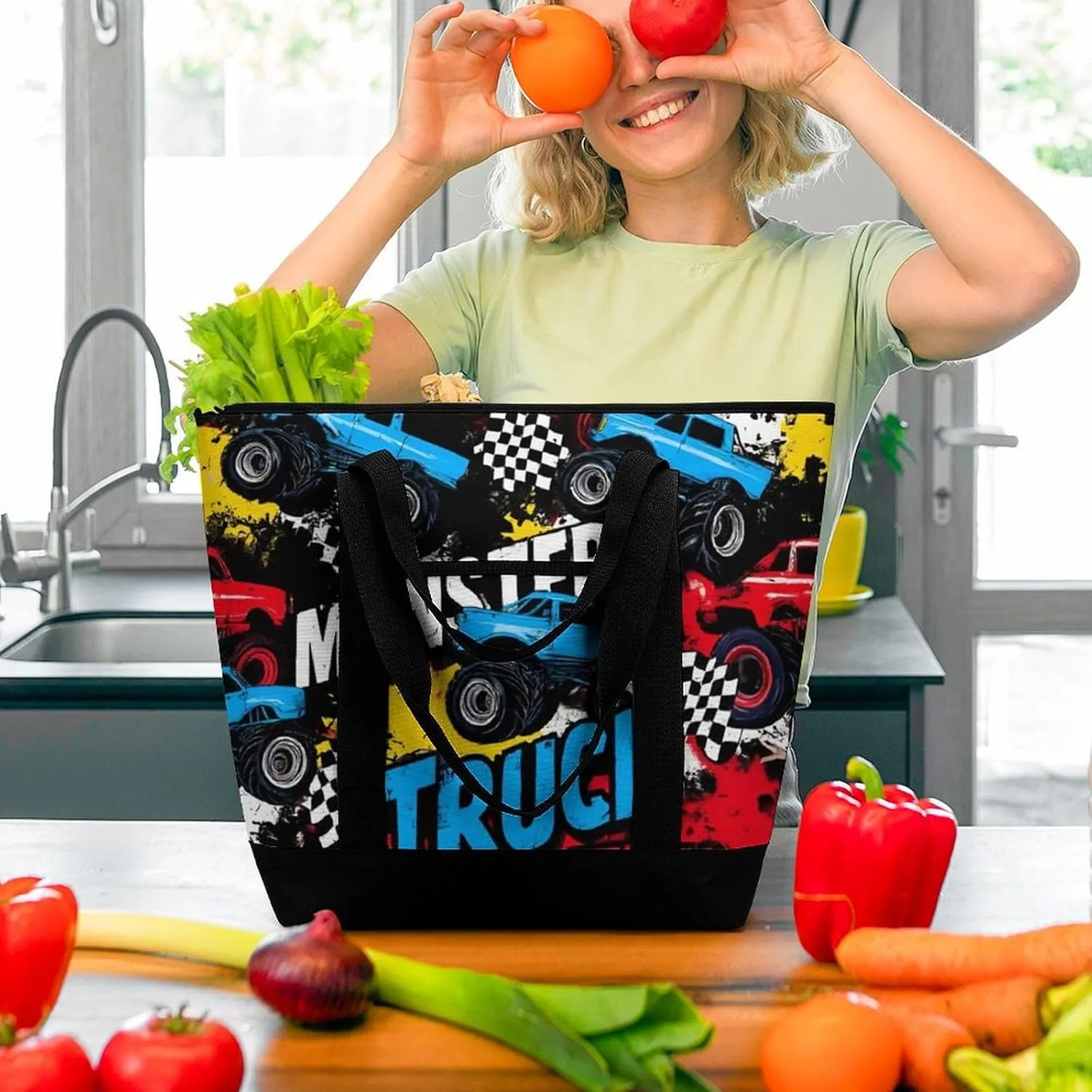 Women's Spacious Thermal Shoulder Bag Stylish Insulated Shopping Tote