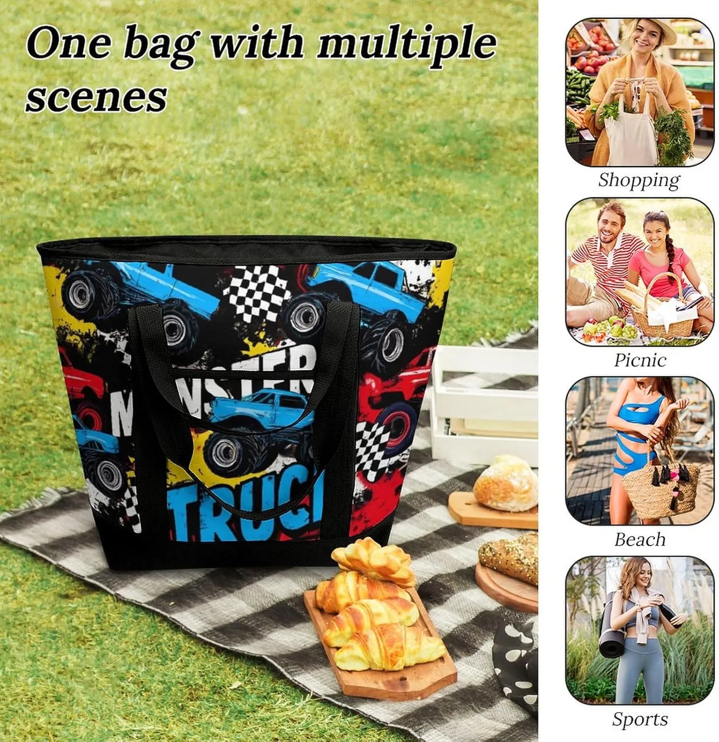 Women's Spacious Thermal Shoulder Bag Stylish Insulated Shopping Tote