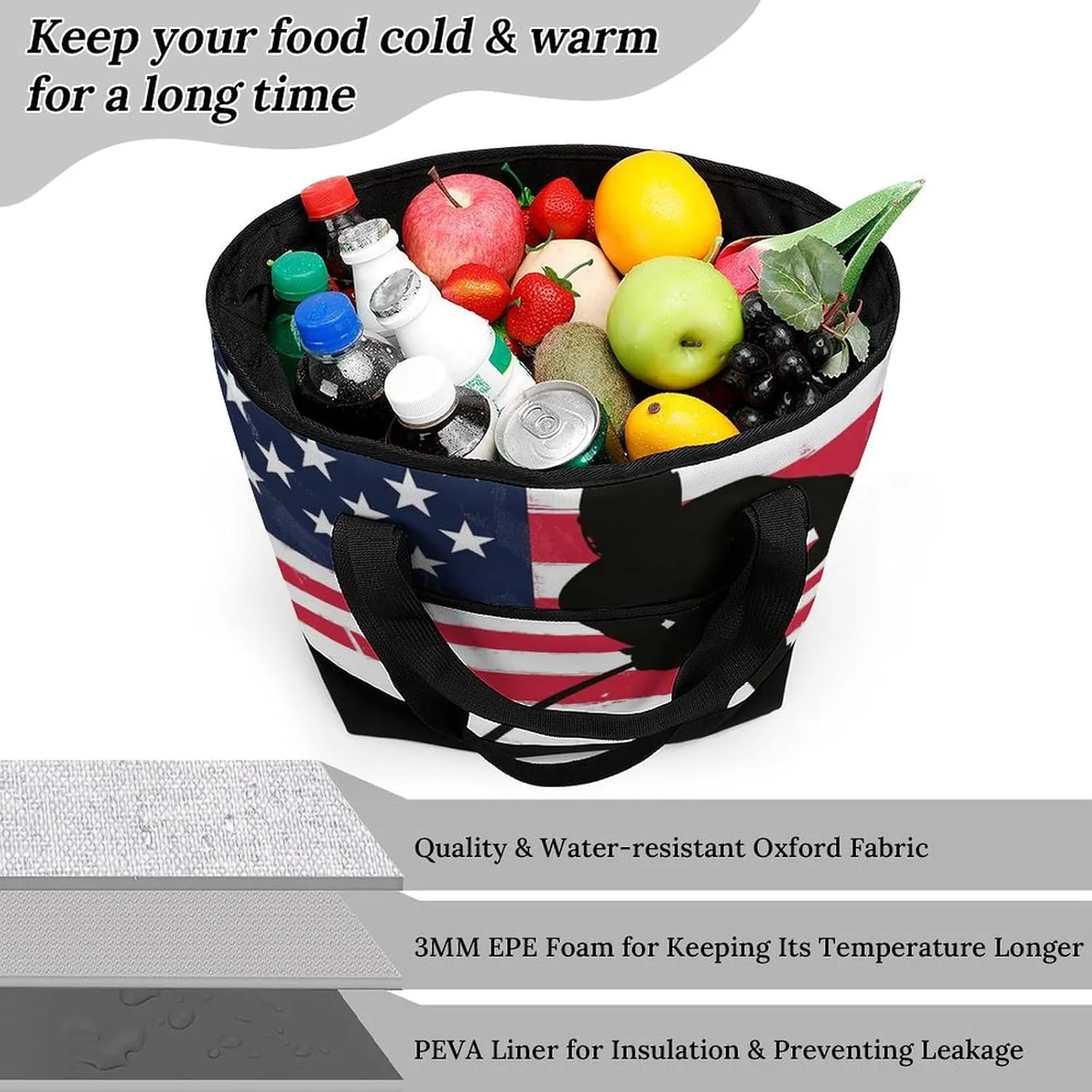 Women's Spacious Thermal Shoulder Bag Stylish Insulated Shopping Tote