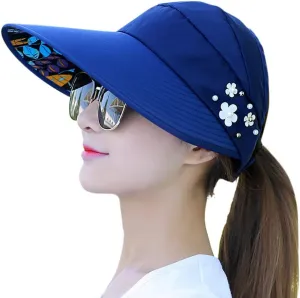 Women's Sun Hat Wide Brim UV Protection Summer Beach Visor Cap
