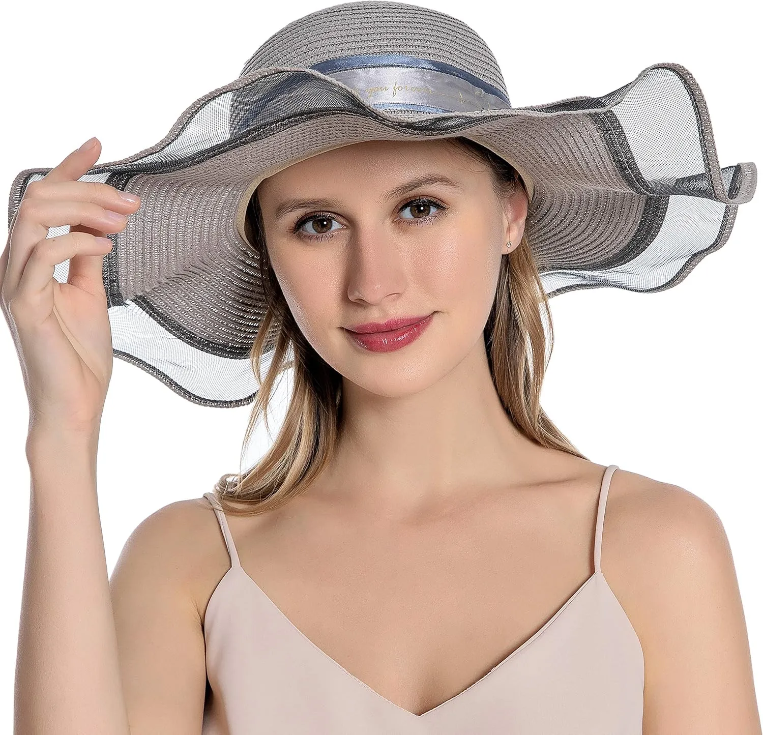Womens Sun Straw Hat UV UPF50 Travel Foldable Wide Brim Summer Beach Hats