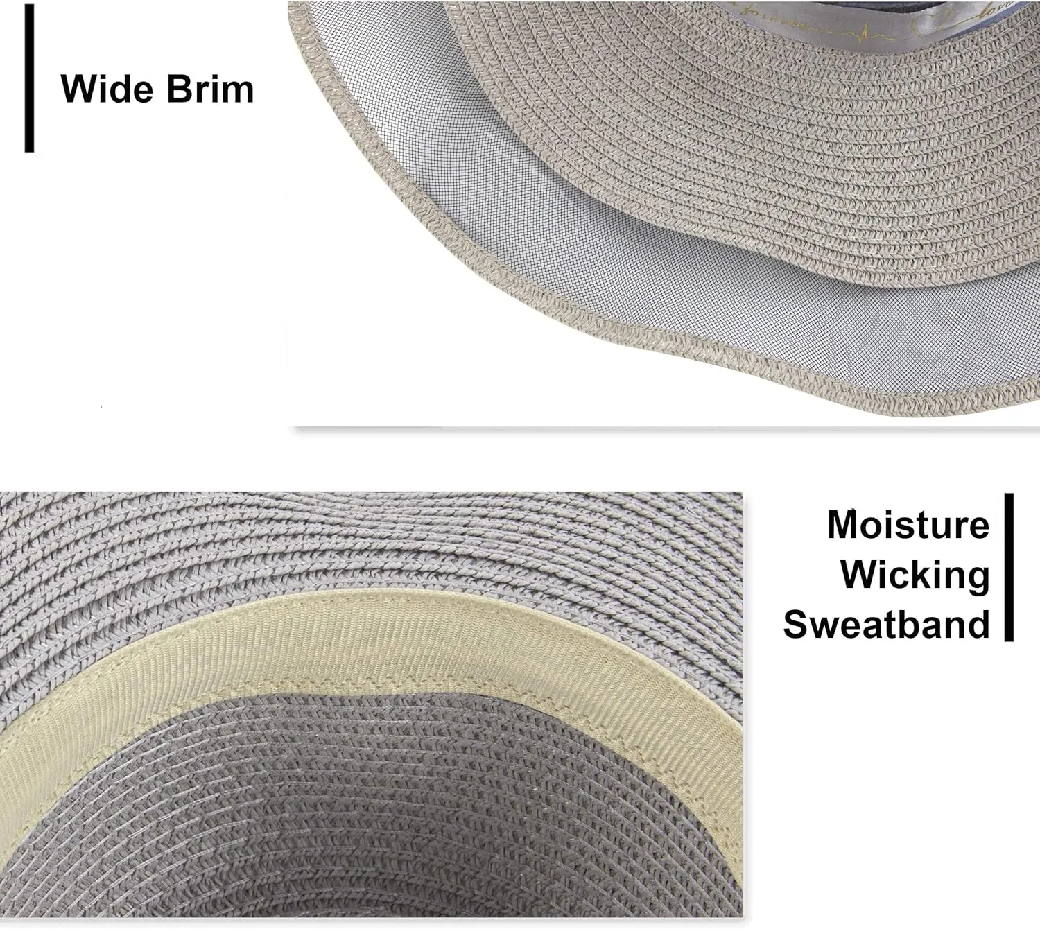 Womens Sun Straw Hat UV UPF50 Travel Foldable Wide Brim Summer Beach Hats
