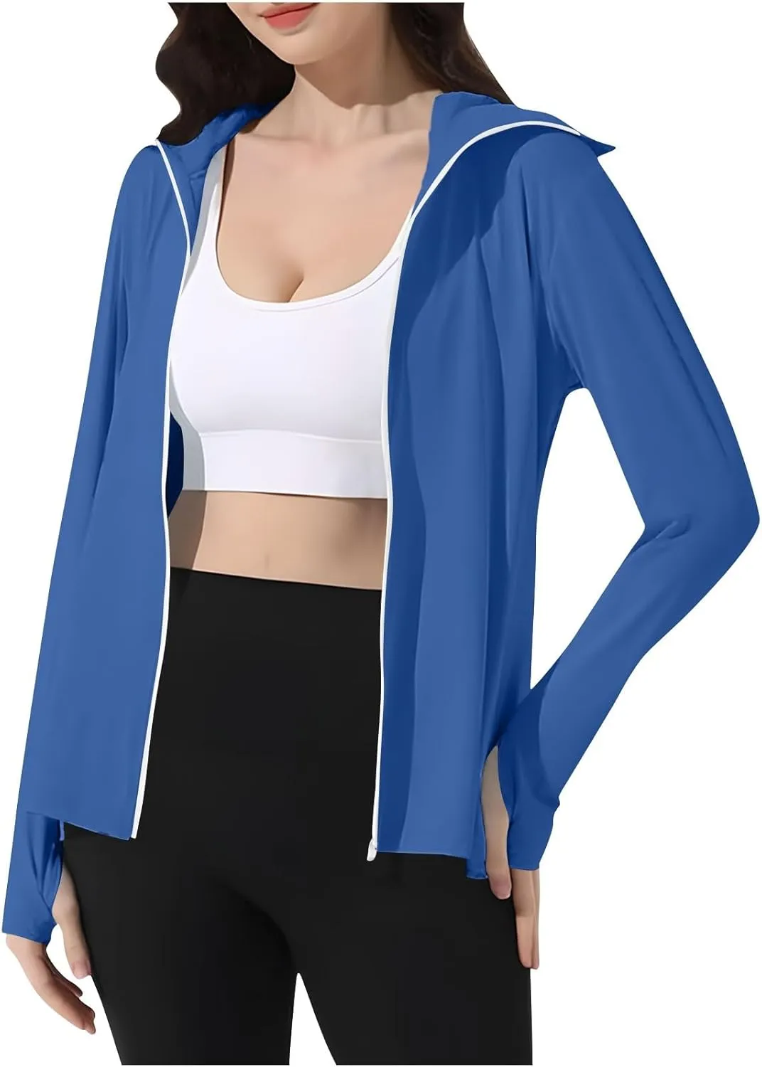Women's UPF 50  Sun Shirts Trendy 2025 Lightweight SPF Jacket UV Protection Long Sleeve Full Zip Thumb Holes Clothing