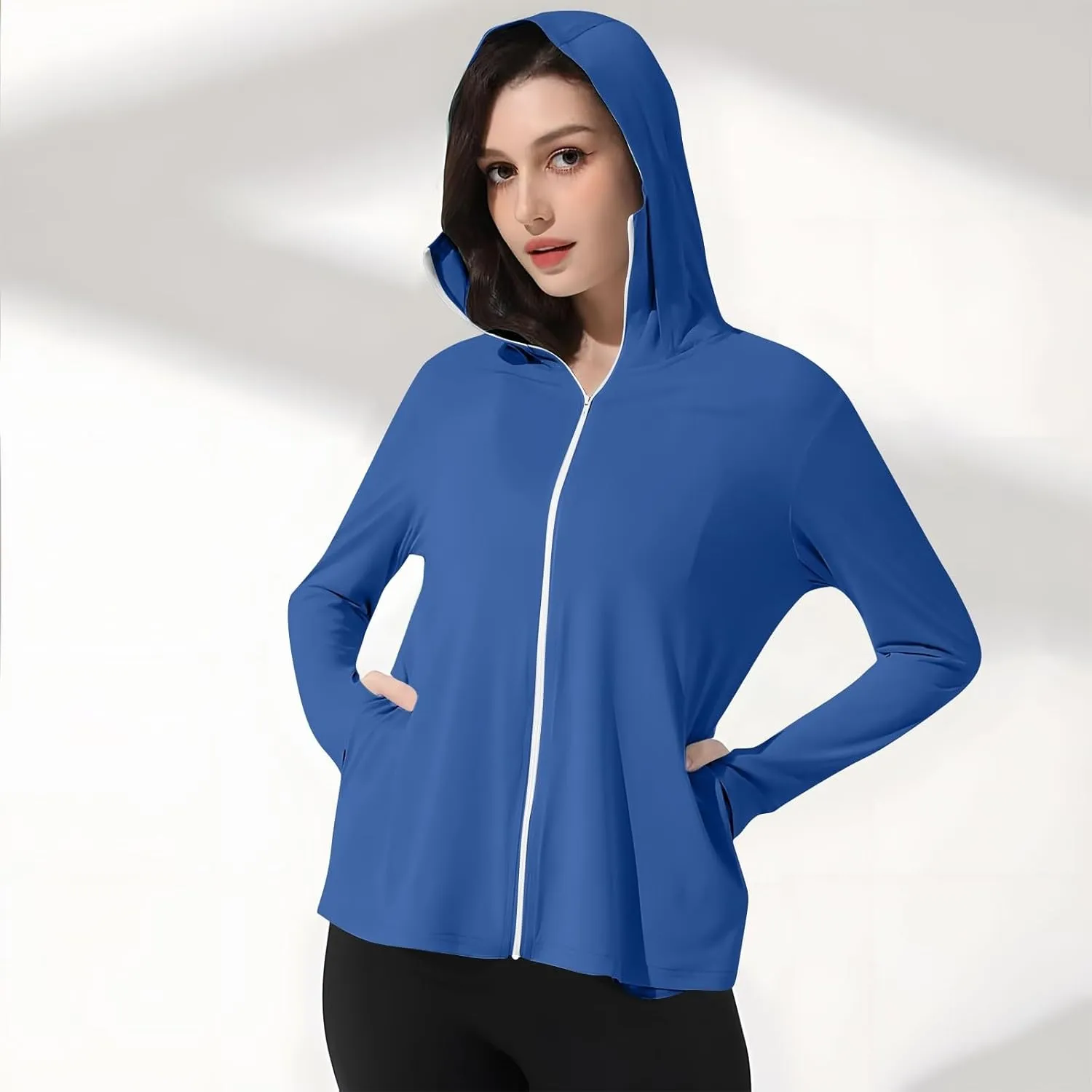Women's UPF 50  Sun Shirts Trendy 2025 Lightweight SPF Jacket UV Protection Long Sleeve Full Zip Thumb Holes Clothing