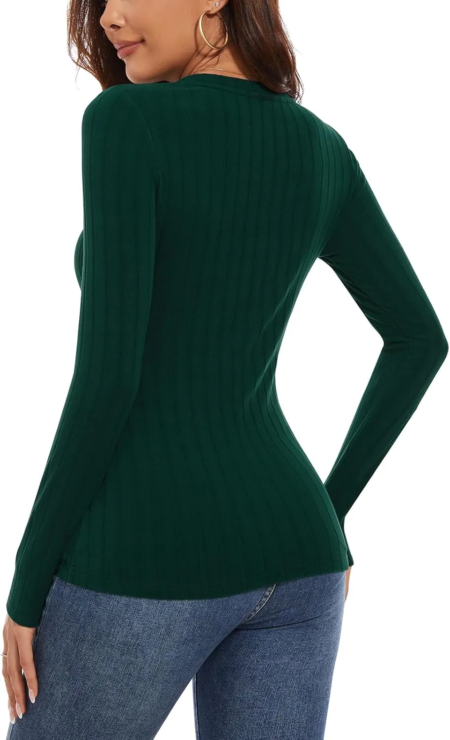 WOWENY Womens Long Sleeve Thermal Shirts V Neck T Shirts Underwear Tops Warm Base Layer Basic Fitted Tees