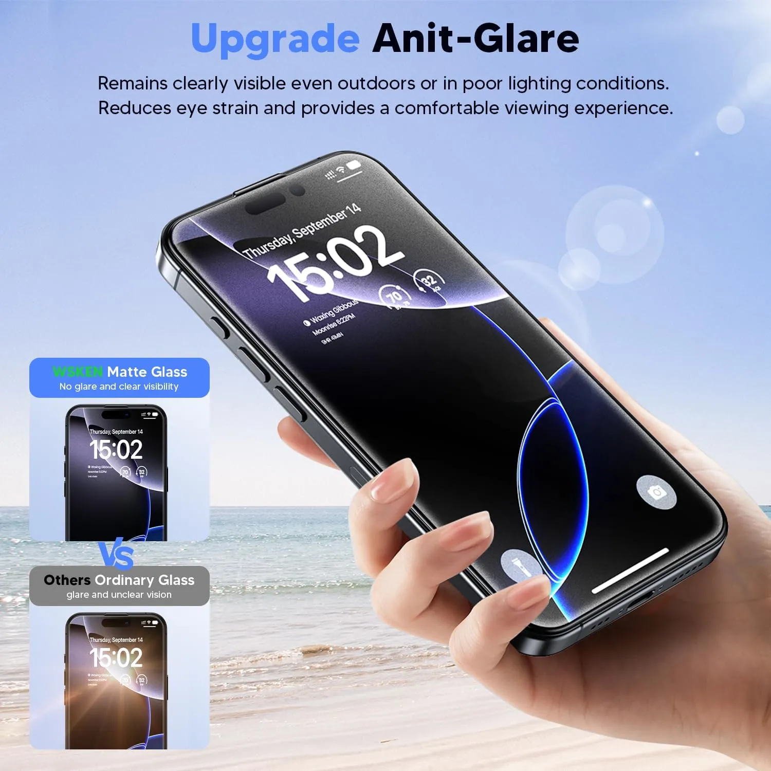 WSKEN Matte Screen Protector for iPhone 16 Pro - [Anti Glare ＆ Anti Fingerprint] [Top 9H  Tempered Glass] [Zero Bubble] Silky Smooth Full Coverage Easy Install 6.3 Inch, 2 Pack
