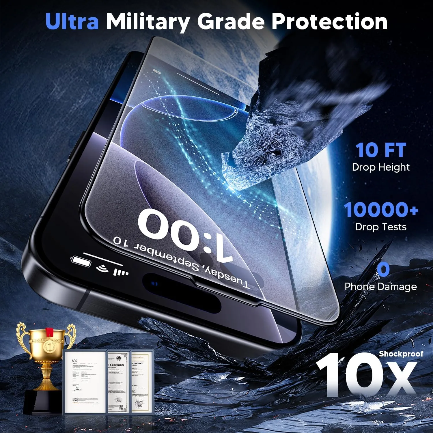 WSKEN Matte Screen Protector for iPhone 16 Pro - [Anti Glare ＆ Anti Fingerprint] [Top 9H  Tempered Glass] [Zero Bubble] Silky Smooth Full Coverage Easy Install 6.3 Inch, 2 Pack