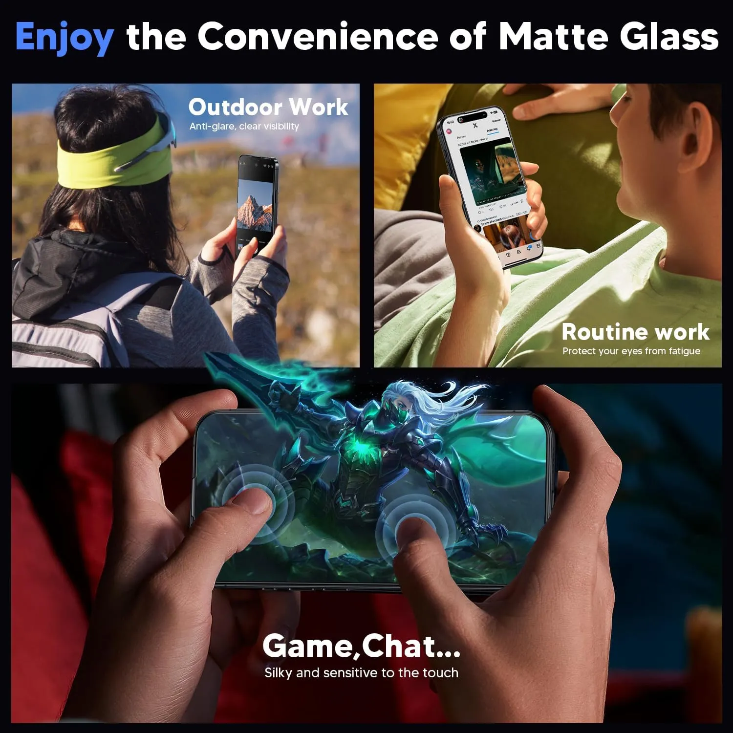 WSKEN Matte Screen Protector for iPhone 16 Pro - [Anti Glare ＆ Anti Fingerprint] [Top 9H  Tempered Glass] [Zero Bubble] Silky Smooth Full Coverage Easy Install 6.3 Inch, 2 Pack