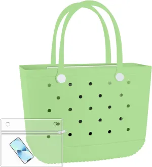 X-Large Rubber Tote Bag Waterproof Beach Washable Handbag Storage Bags Durable Modern Travel SportsTote Bag (Grass Green, X-Large)