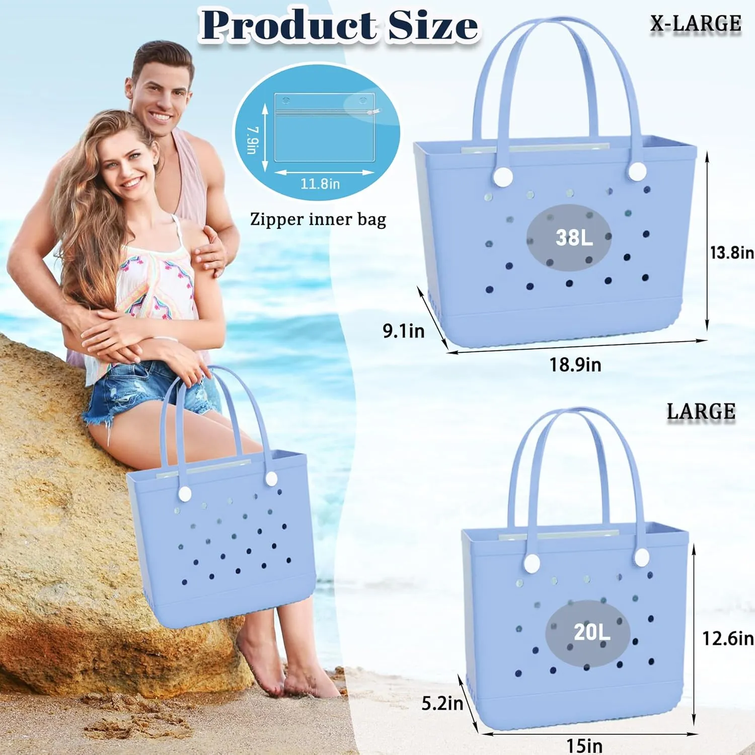 X-Large Rubber Tote Bag Waterproof Beach Washable Handbag Storage Bags Durable Modern Travel SportsTote Bag
