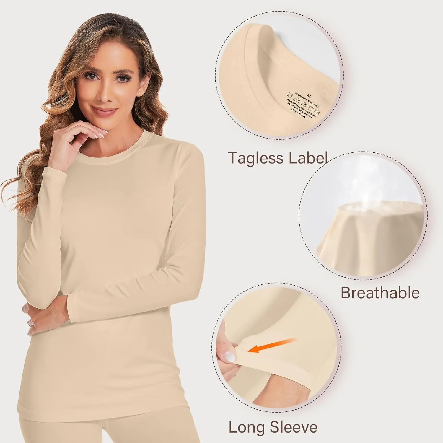 YADIFEN Women Thermal Underwear Set,Long Johns for Women Base Layer with Fleece Lined Long Underwear Top Bottom Cold Weather