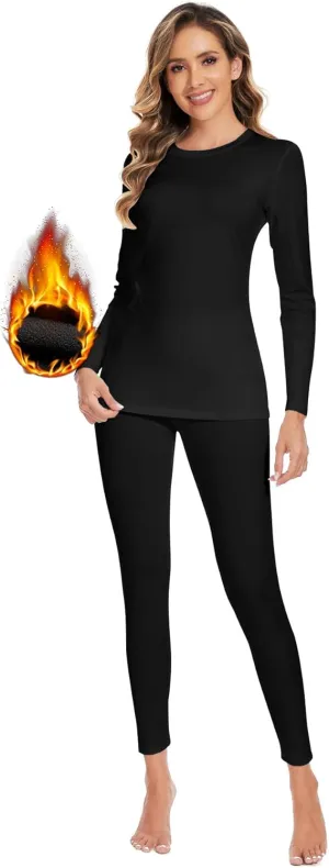 YADIFEN Women Thermal Underwear Set,Long Johns for Women Base Layer with Fleece Lined Long Underwear Top Bottom Cold Weather