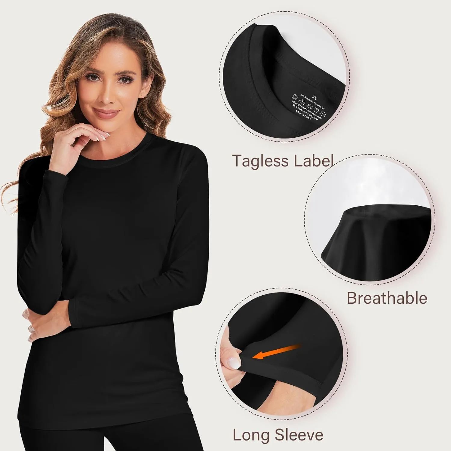 YADIFEN Women Thermal Underwear Set,Long Johns for Women Base Layer with Fleece Lined Long Underwear Top Bottom Cold Weather