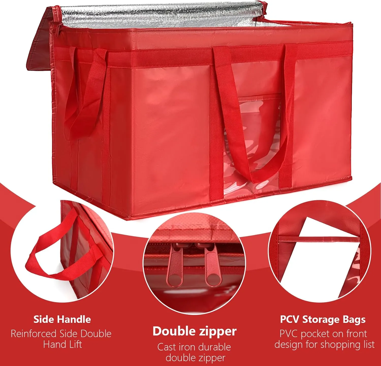 Yalin XXXL Large Insulated Cooler Bag, Styrofoam Cooler of Keep Food Hot or Cold, Reusable Double Zipper Food Delivery Bag for Grocery Shopping, 23" W x 15" H x 14" D