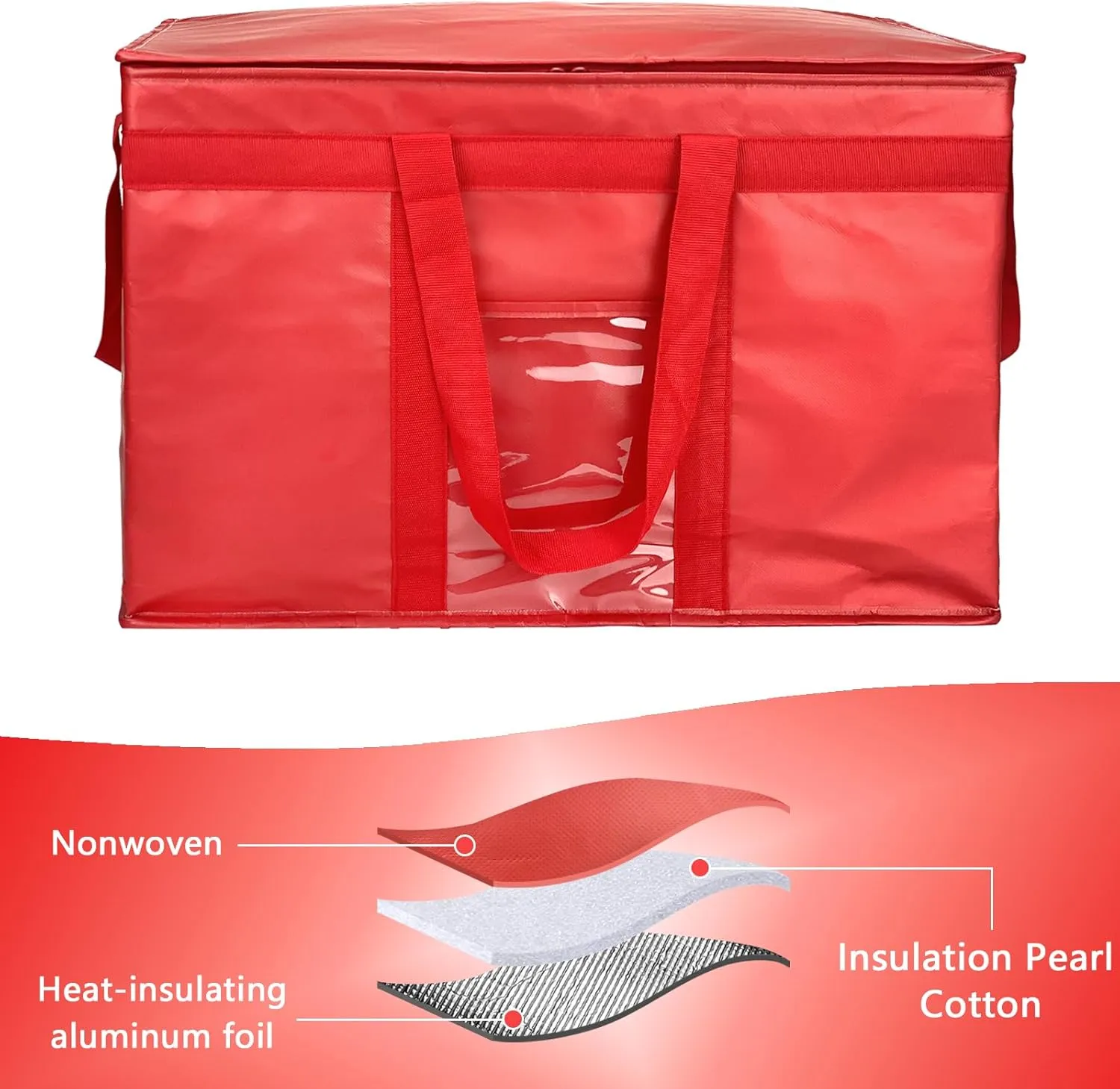 Yalin XXXL Large Insulated Cooler Bag, Styrofoam Cooler of Keep Food Hot or Cold, Reusable Double Zipper Food Delivery Bag for Grocery Shopping, 23" W x 15" H x 14" D
