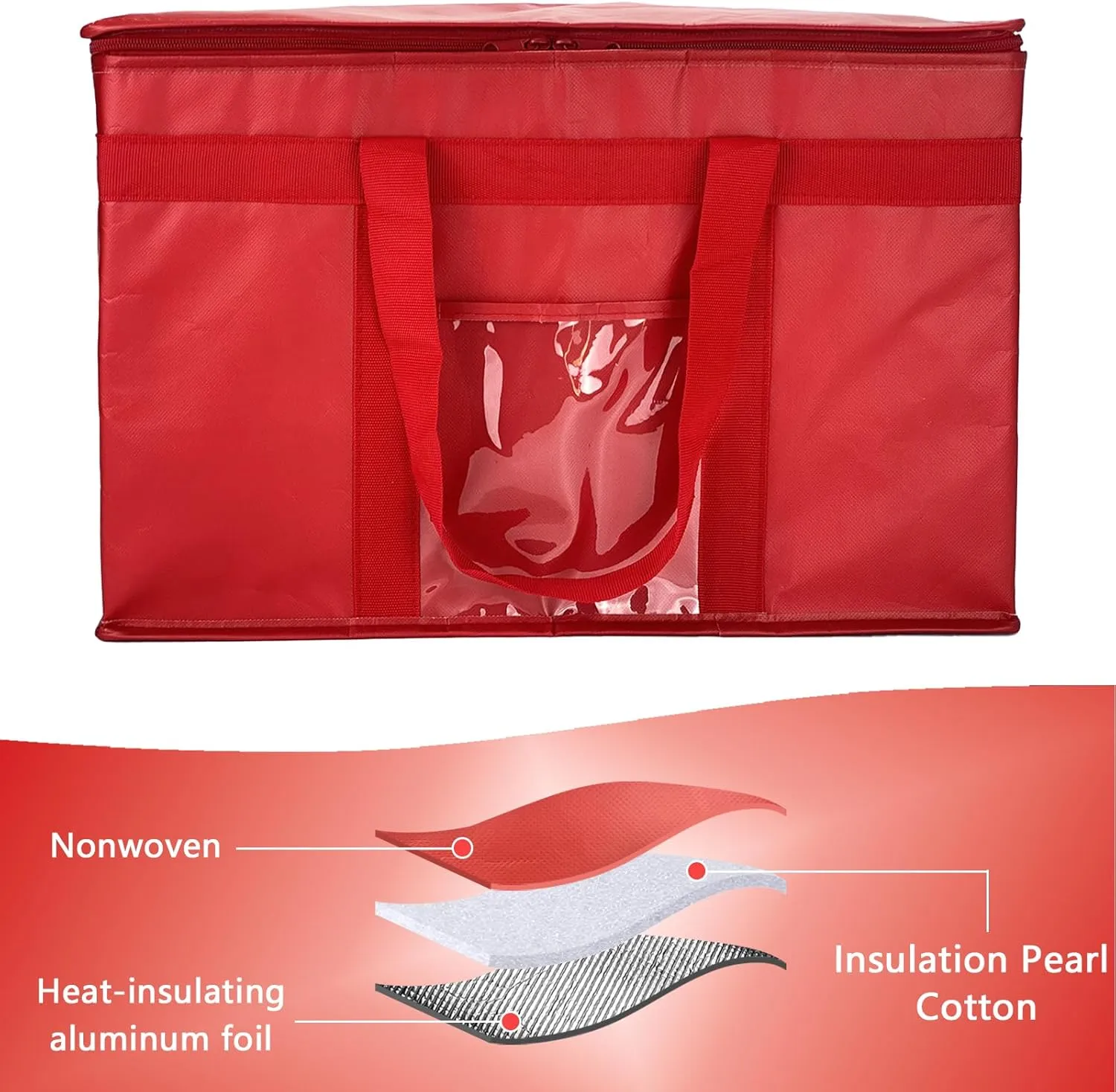 Yalin XXXL Large Insulated Cooler Bag, Styrofoam Cooler of Keep Food Hot or Cold, Reusable Double Zipper Food Delivery Bag for Grocery Shopping, 23" W x 15" H x 14" D