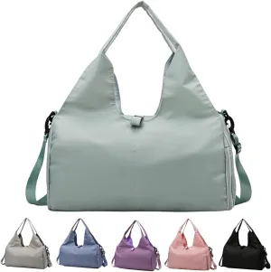Yoga Gym Bag for Women, Duffel Bag with Shoe Compartment, Sports Bag with Yoga Mat Holder, Travel Duffel Tote Bag Workout Bag Weekender Bag with Wet Dry Storage Pockets