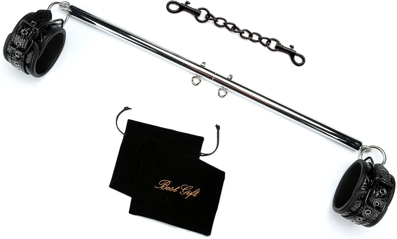 Yoga Pilate Bar Leg Spreader Bar with Fur Adjustable Strap, Sports Aid Training Set, Stainless Steel Expandable Exercise Bar, Yoga Training Fitness Gear
