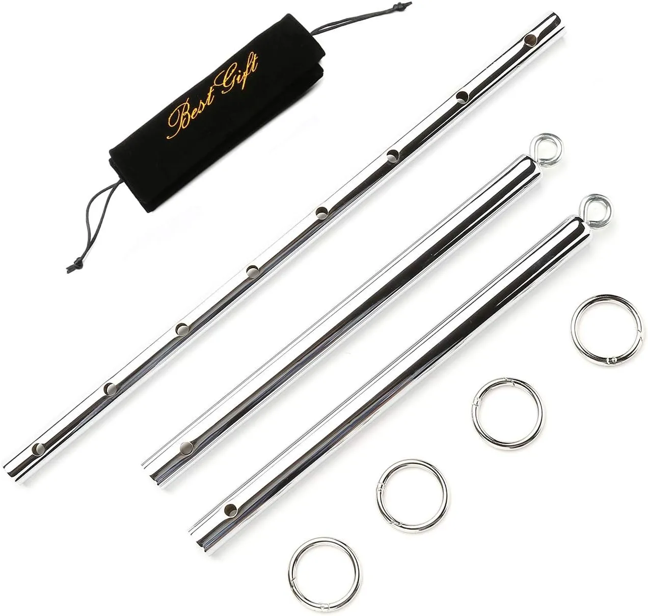 Yoga Pilate Bar Leg Spreader Bar with Fur Adjustable Strap, Sports Aid Training Set, Stainless Steel Expandable Exercise Bar, Yoga Training Fitness Gear