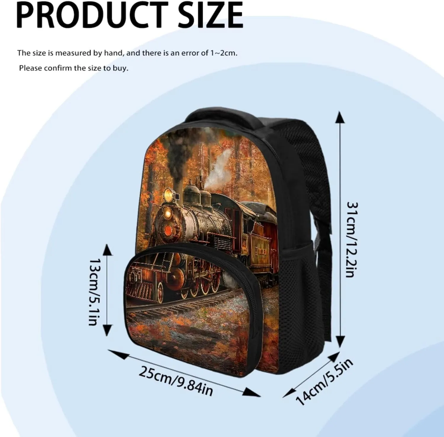 Ystardream Autumn Train Backpack for Girls Backpack With Lunch Box Toddler Bookbag Ages 5-7 School Bags Kids Student Back To School Book Bag with Pencil Case for Little Kid 3 Piece Set