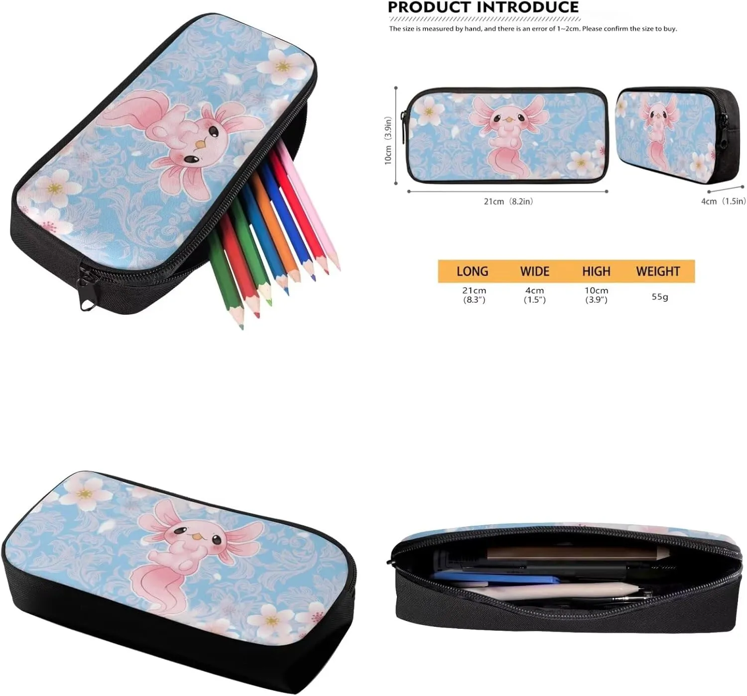 Ystardream Custom Backpack and Lunch Box Set Axolotl Backpack for Girls 8-10 Cute Kids School Backpack 3 in 1 for Kids School Bag Book Bag SetS 17 inch
