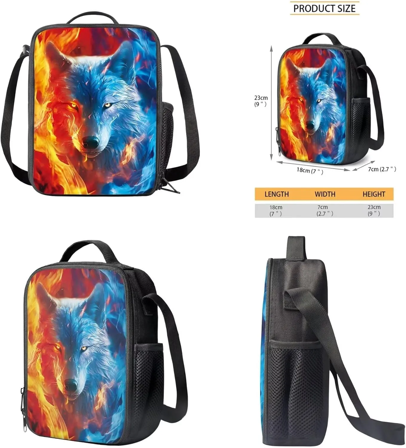 Ystardream Custom Wolf Backpack for Boys 10-12 Kids Backpack with Lunch Box Pencil Box Cool Student Backpack for Teenagers Primary School Backpack for School Travel Dance Sports Camping
