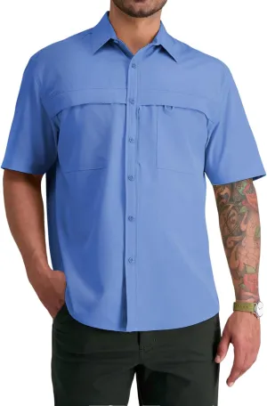 ZAFUL Men's Fishing Shirts Sun Protection Short Sleeve Travel Work Hiking Shirt Button Down Shirts with Zipper Pockets