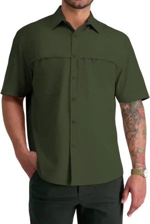 ZAFUL Men's Fishing Shirts Sun Protection Short Sleeve Travel Work Hiking Shirt Button Down Shirts with Zipper Pockets