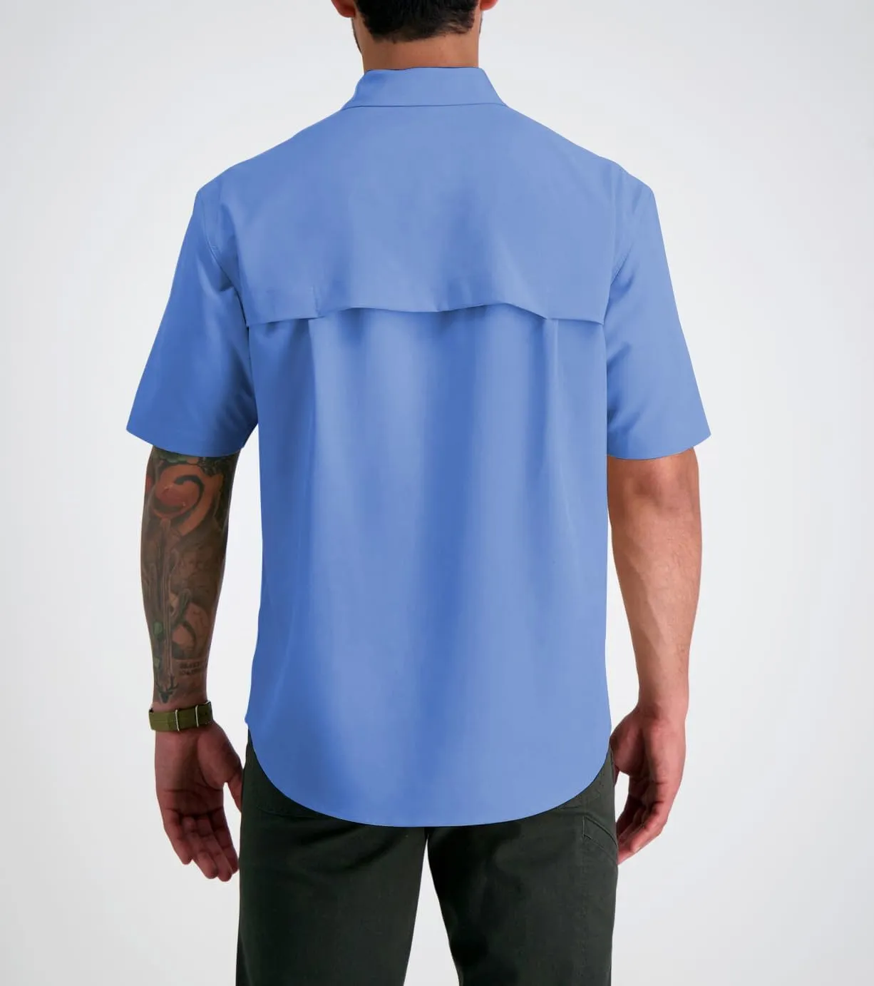 ZAFUL Men's Fishing Shirts Sun Protection Short Sleeve Travel Work Hiking Shirt Button Down Shirts with Zipper Pockets