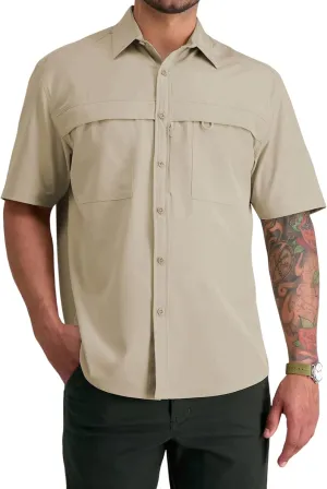 ZAFUL Men's Fishing Shirts Sun Protection Short Sleeve Travel Work Hiking Shirt Button Down Shirts with Zipper Pockets