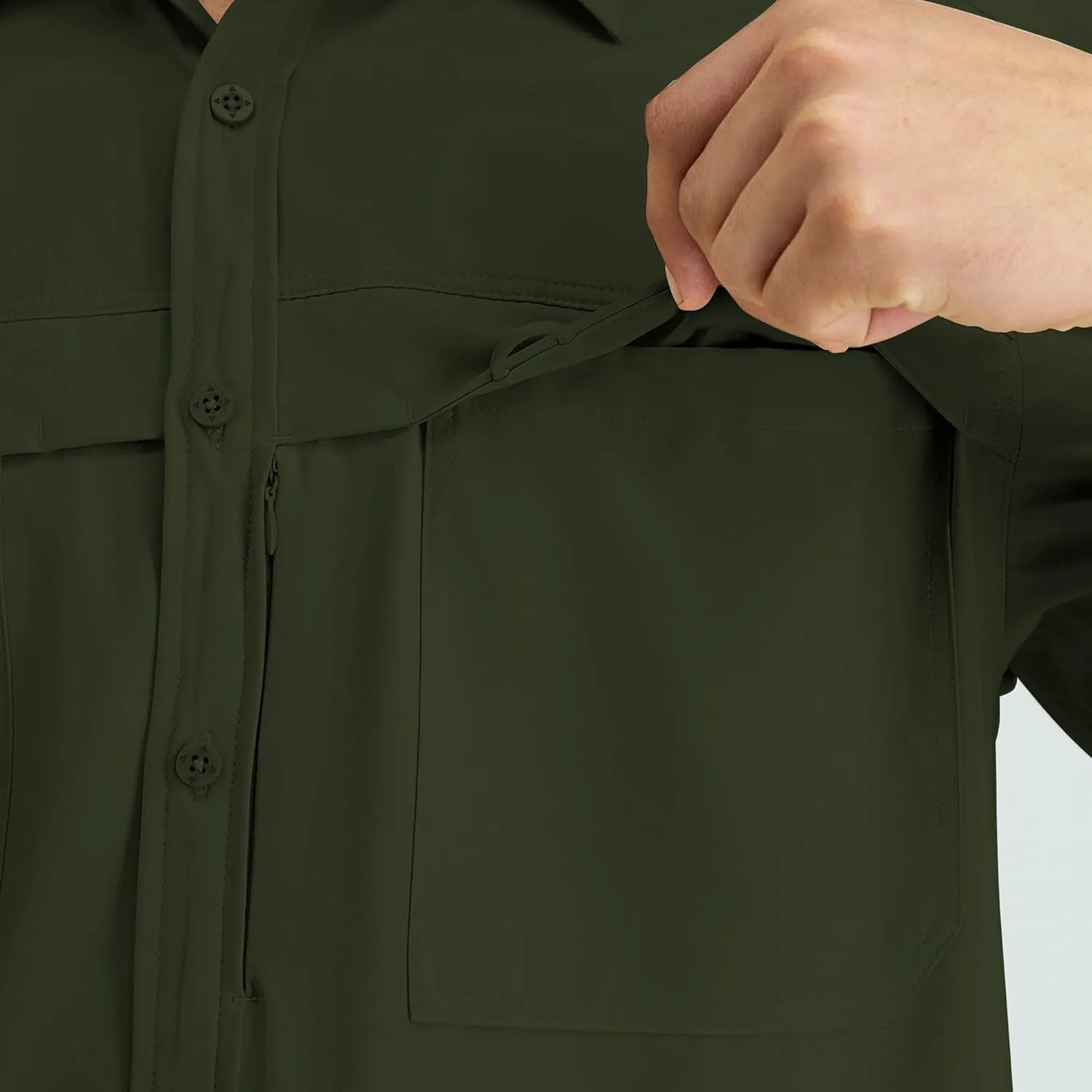 ZAFUL Men's Fishing Shirts Sun Protection Short Sleeve Travel Work Hiking Shirt Button Down Shirts with Zipper Pockets