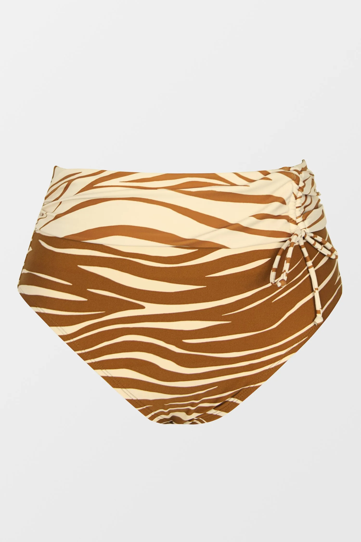 Zesty Zebra Ruched Drawstring High Waist Plus Size Bikini Bottoms