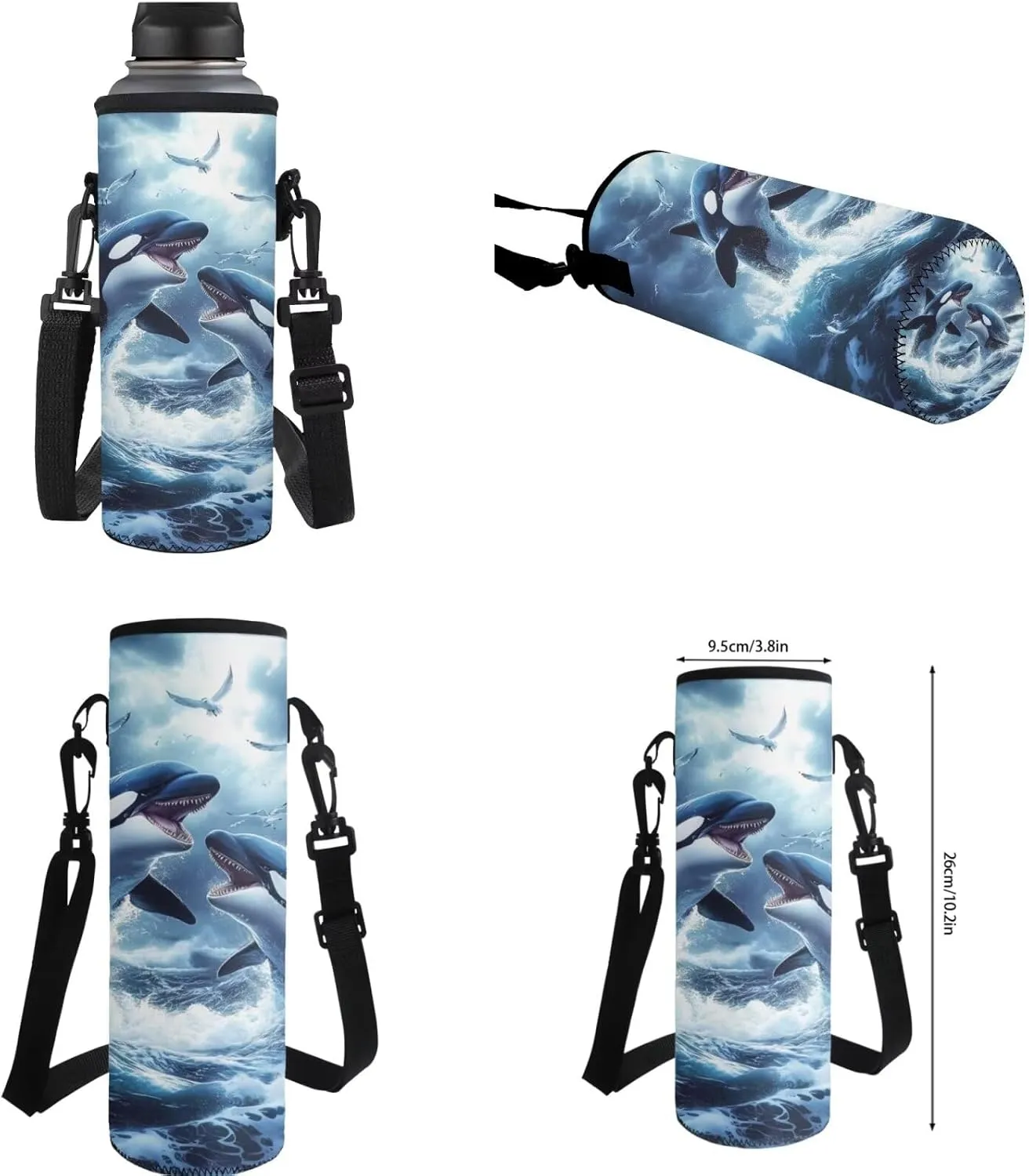 ZFRXIGN Killer Whale Backpack for Boys 8-14 with Lunch Box Big Capacity Pencil Pouch Water Bottle Holder with Strap Middle Elementary Students Backpack with Zipper for School