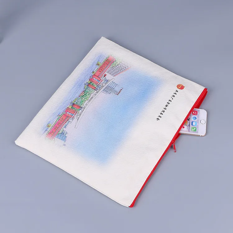 Zipper learning blank canvas bag custom
