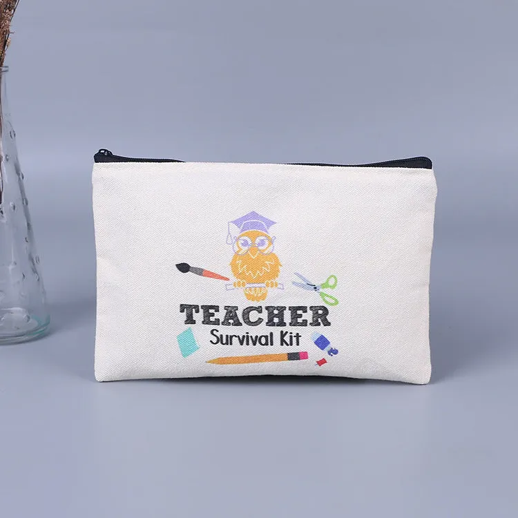 Zipper learning blank canvas bag custom