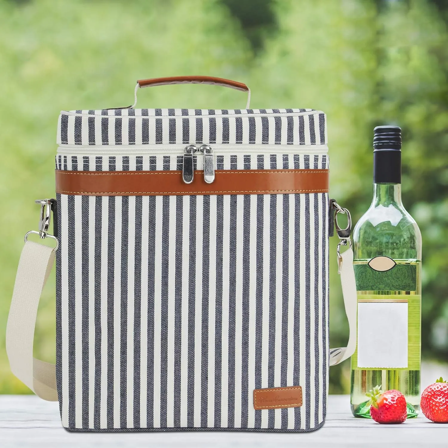 ZORMY 3 Bottle Insulated Wine Tote Cooler Bag, Portable Wine Carrier with Corkscrew Opener and Shoulder Strap for Beach Travel Picnic, Unique Wine Carrier for Wine Lover Gifts