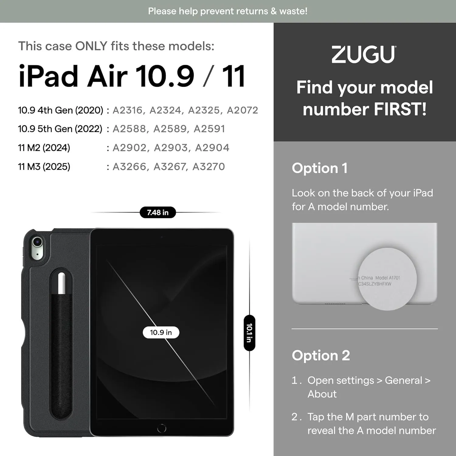 ZUGU CASE for iPad Air 11 (M3 2025 / M2 2024) iPad Air 4 & 5 10.9 Inch (2020/2022) - Protective, Ultra Thin, Magnetic Stand, Sleep/Wake Cover with Apple Pencil Charging & Storage - Scarlet Red