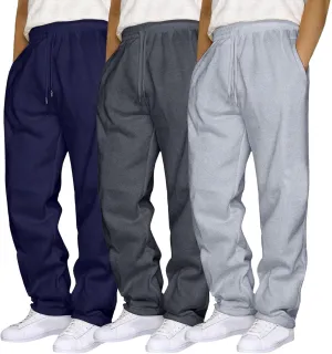 ZYXTIM 3 Pack Tracksuit Bottoms Mens Elastic Waist Active Athletic Workout Jogger Sweatpant Plus Size Stretch Casual Trousers